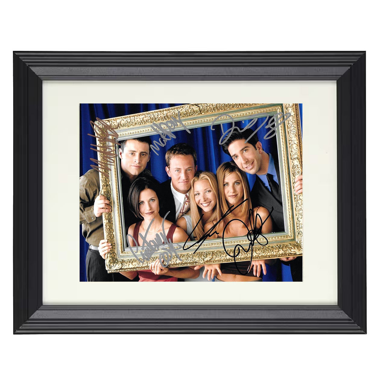 Friends – Rachel Green Ensemble Picture Frame Cast Scene – 8x10 black beveled framed television wall art