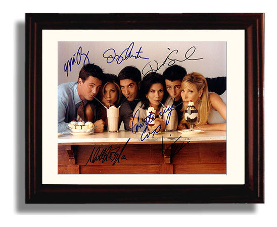 Friends - Jennifer Aniston (Rachel Green) Ensemble Milkshake Diner Scene - Vintage Television Wall Art - 8x10 Beveled Frame wall art print - television decor