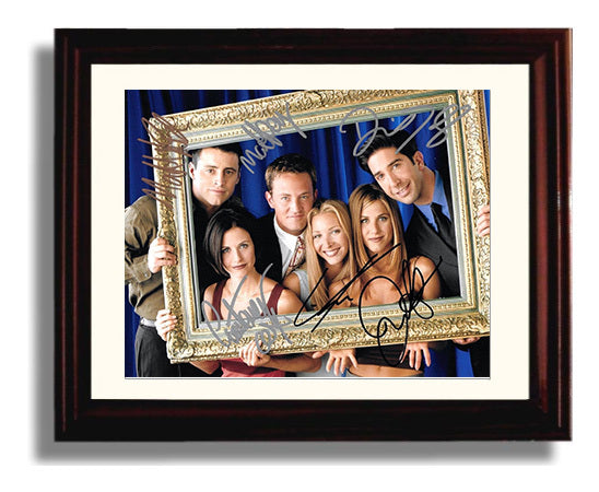 Friends - Jennifer Aniston (Rachel Green) Ensemble Picture Frame Cast Scene - Vintage Television Wall Art - 8x10 Beveled Frame wall art print - television decor