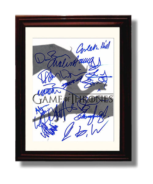 Game of Thrones - Cast Series Logo Signed Ensemble - Vintage Television Wall Art - 8x10 Beveled Frame wall art print - television decor
