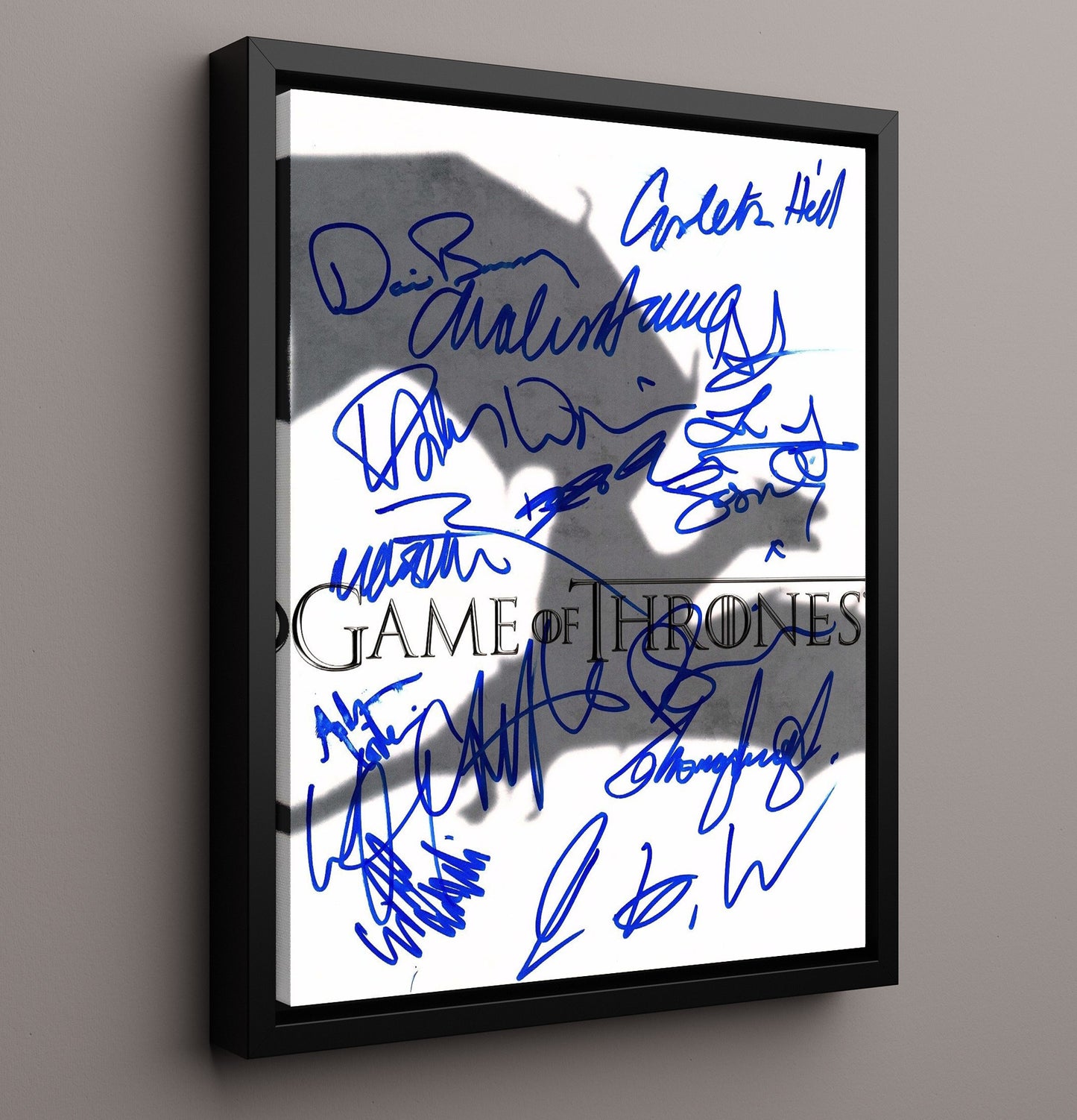 Game of Thrones - Cast Series Logo Signed Ensemble - Vintage Television Wall Art - 16x20 Framed Canvas wall art print - television decor