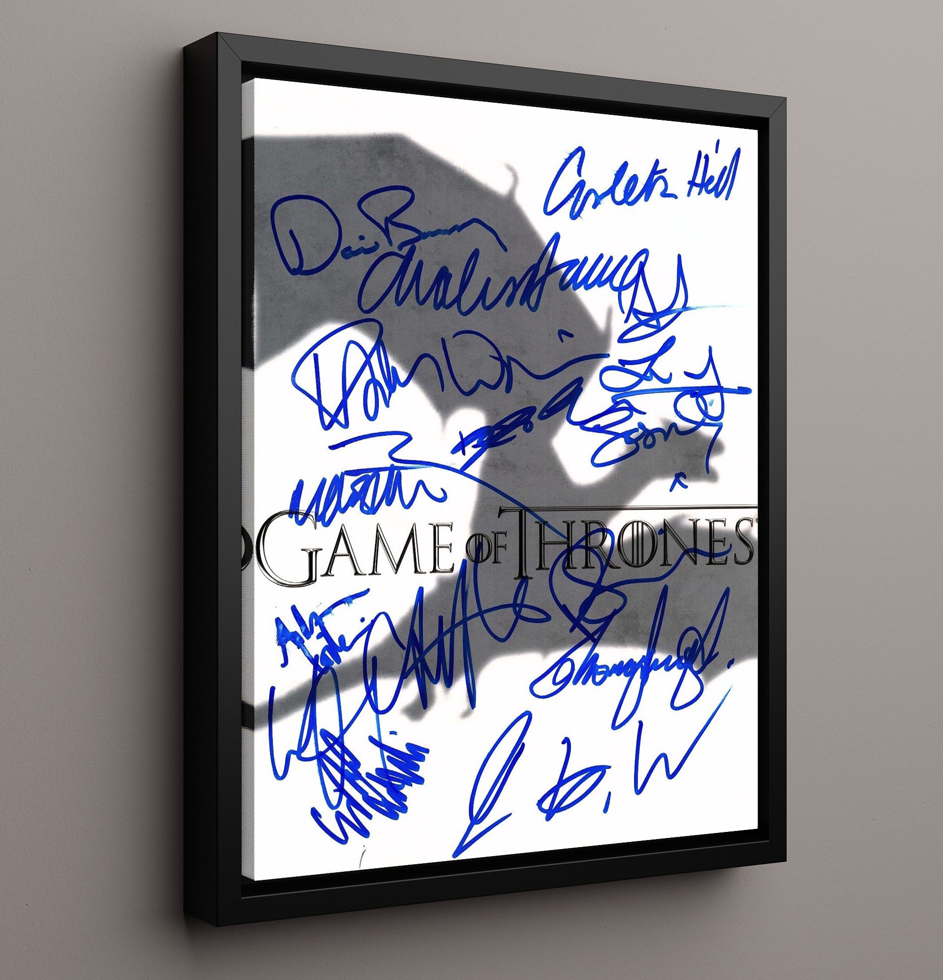 Game of Thrones - Cast Series Logo Signed Ensemble - Vintage Television Wall Art - 16x20 Framed Canvas wall art print - television decor