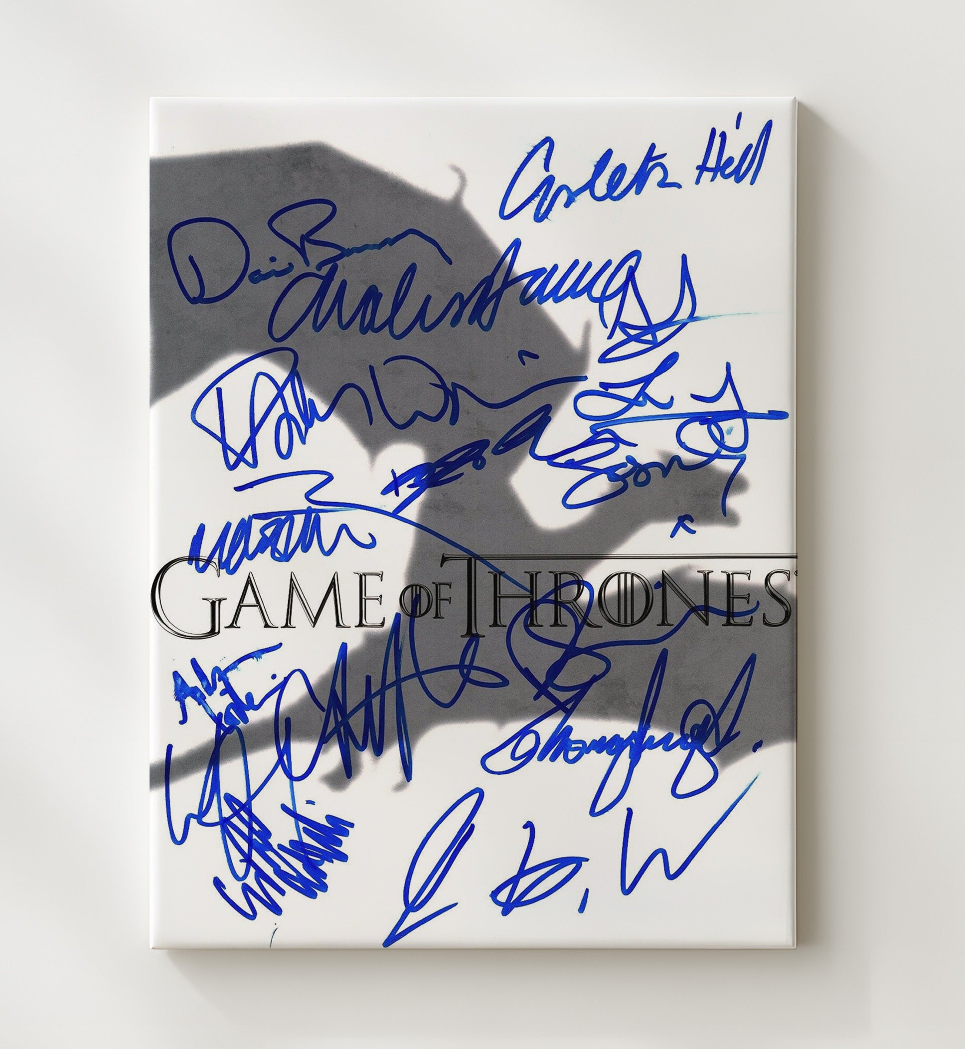 Game of Thrones - Cast Series Logo Signed Ensemble - Vintage Television Wall Art - 20x24 Canvas wall art print - television decor
