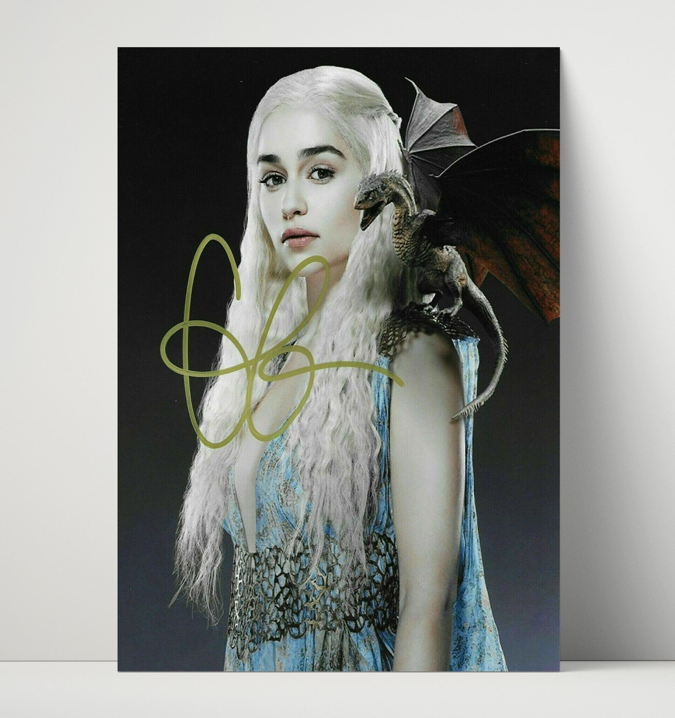 Game of Thrones - Emilia Clarke Daenerys Dragon Shoulder - Vintage Television Wall Art - 16x20 Unframed Print wall art print - television decor