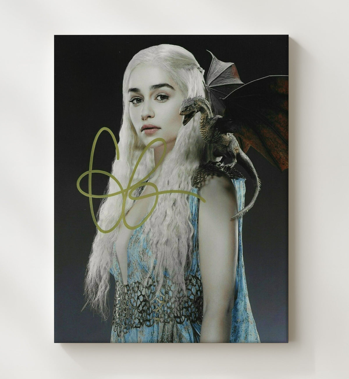 Game of Thrones - Emilia Clarke Daenerys Dragon Shoulder - Canvas television wall art