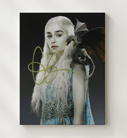 Game of Thrones - Emilia Clarke Daenerys Dragon Shoulder - Canvas television wall art