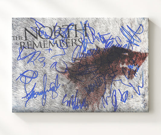 Game of Thrones - Emilia Clarke (Daenerys Targaryen) Ensemble Stark Direwolf Banner Scene - Canvas television wall art