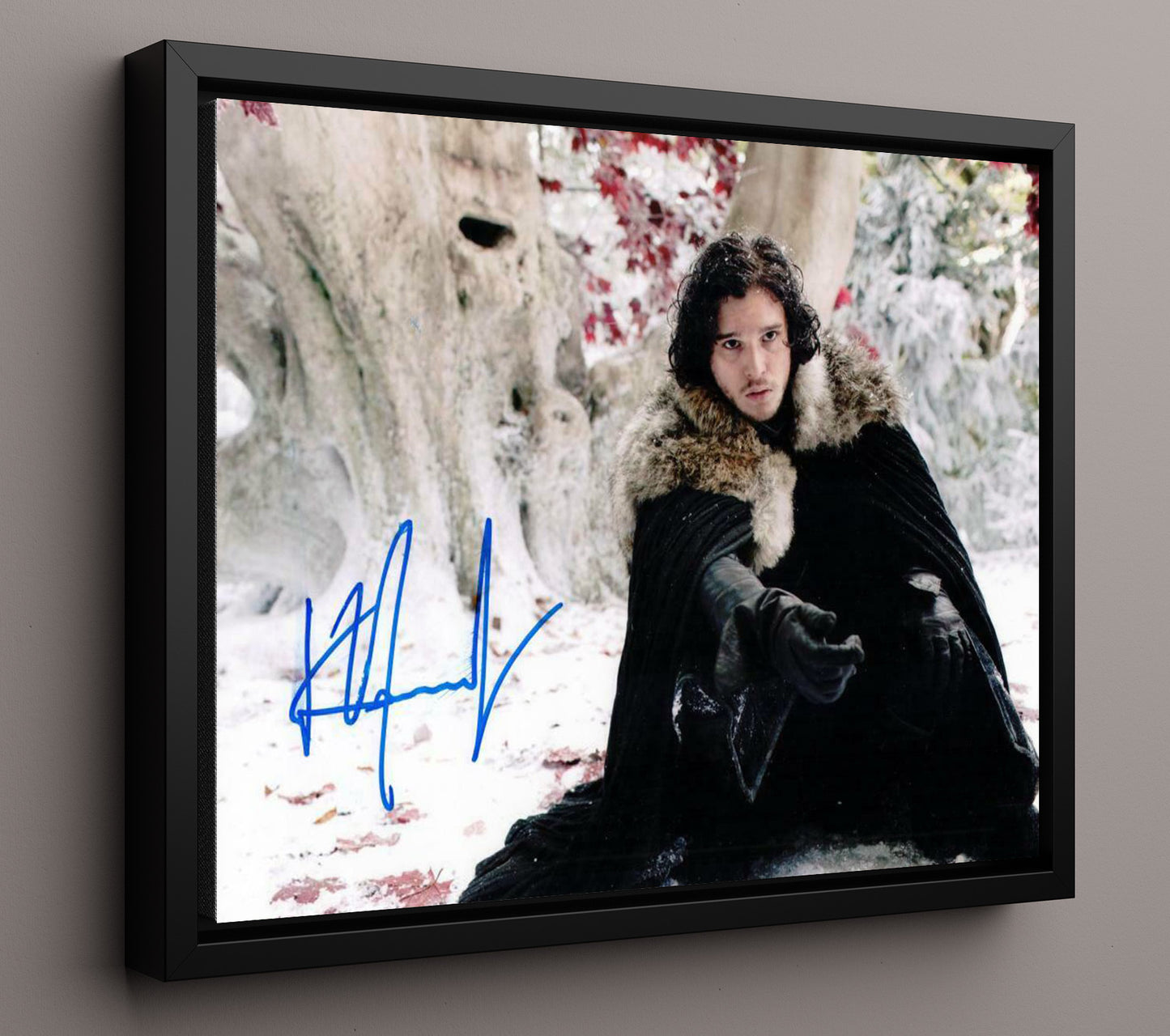 Game of Thrones - Kit Harington (Jon Snow) Weirwood Tree Winter - Vintage Television Wall Art - 16x20 Framed Canvas wall art print - television decor