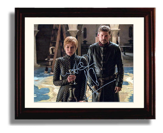 Game of Thrones - Lena Headey (Cersei Lannister) and Nikolaj Coster-Waldau (Jaime Lannister) Throne Room Strategy Exchange - Vintage Television Wall Art - 8x10 Beveled Frame wall art print - television decor