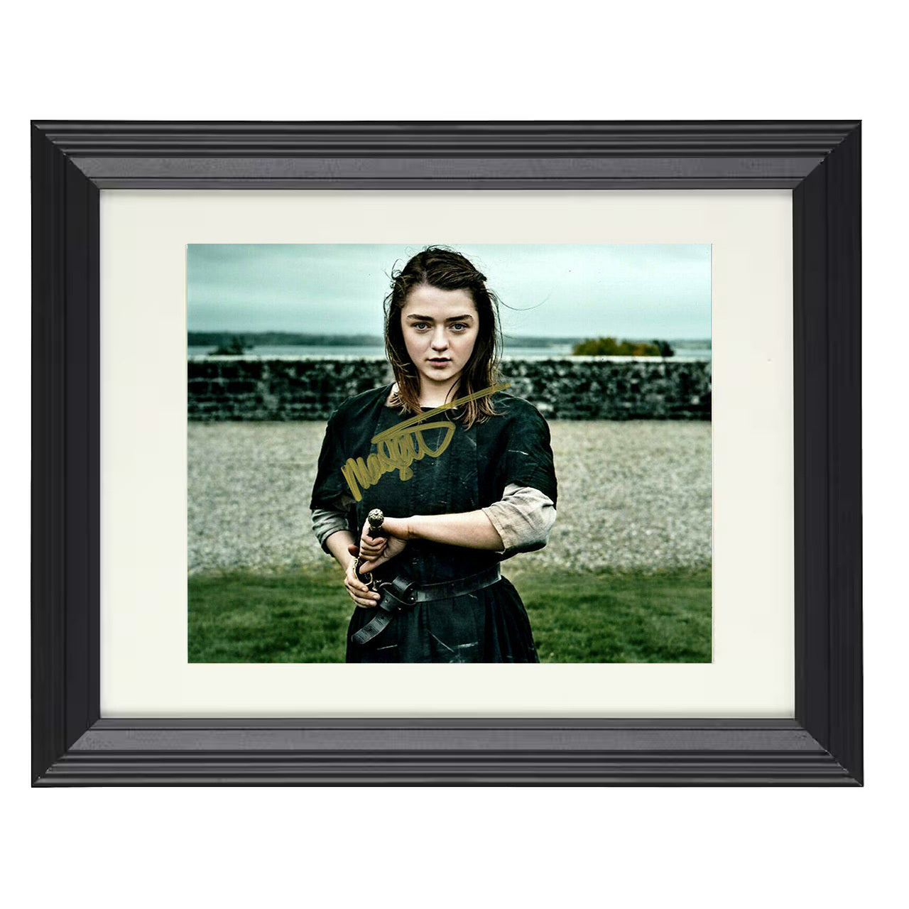 Game of Thrones – Arya Stark Sword Training Pose – 8x10 black beveled framed television wall art