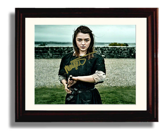 Game of Thrones - Maisie Williams (Arya Stark) Sword Training Pose - Vintage Television Wall Art - 8x10 Beveled Frame wall art print - television decor