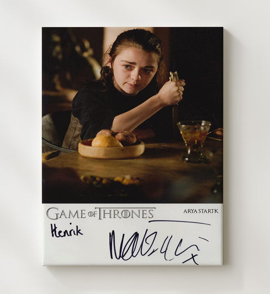 Game of Thrones - Maisie Williams (Arya Stark) Training Dagger Table Scene - Canvas television wall art