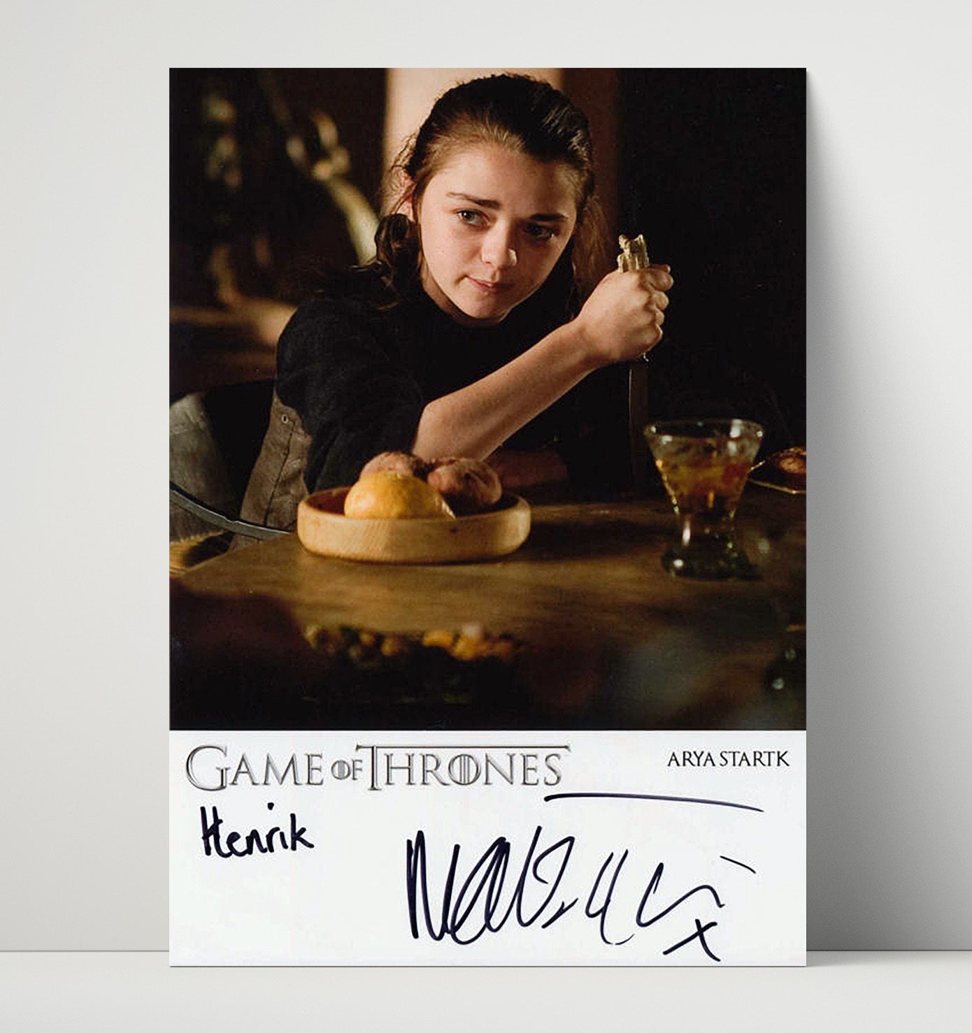Game of Thrones - Maisie Williams (Arya Stark) Training Dagger Table Scene - Vintage Television Wall Art - 16x20 Unframed Print wall art print - television decor