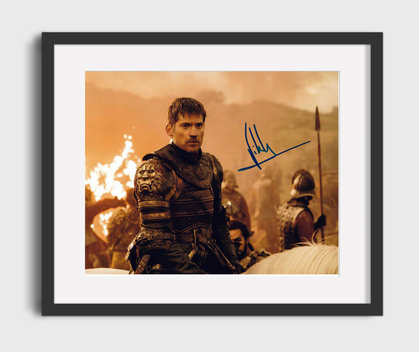 Game of Thrones - Nikolaj Coster-Waldau (Jaime Lannister) Battlefield Armor Stand - Vintage Television Wall Art - 16x20 Gallery Frame wall art print - television decor