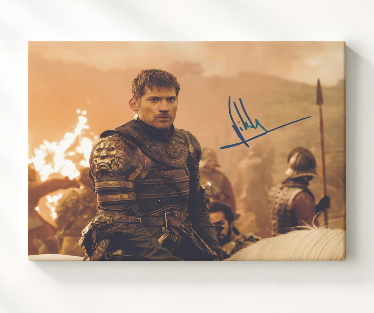 Game of Thrones - Nikolaj Coster-Waldau (Jaime Lannister) Battlefield Armor Stand - Vintage Television Wall Art - 20x24 Canvas wall art print - television decor