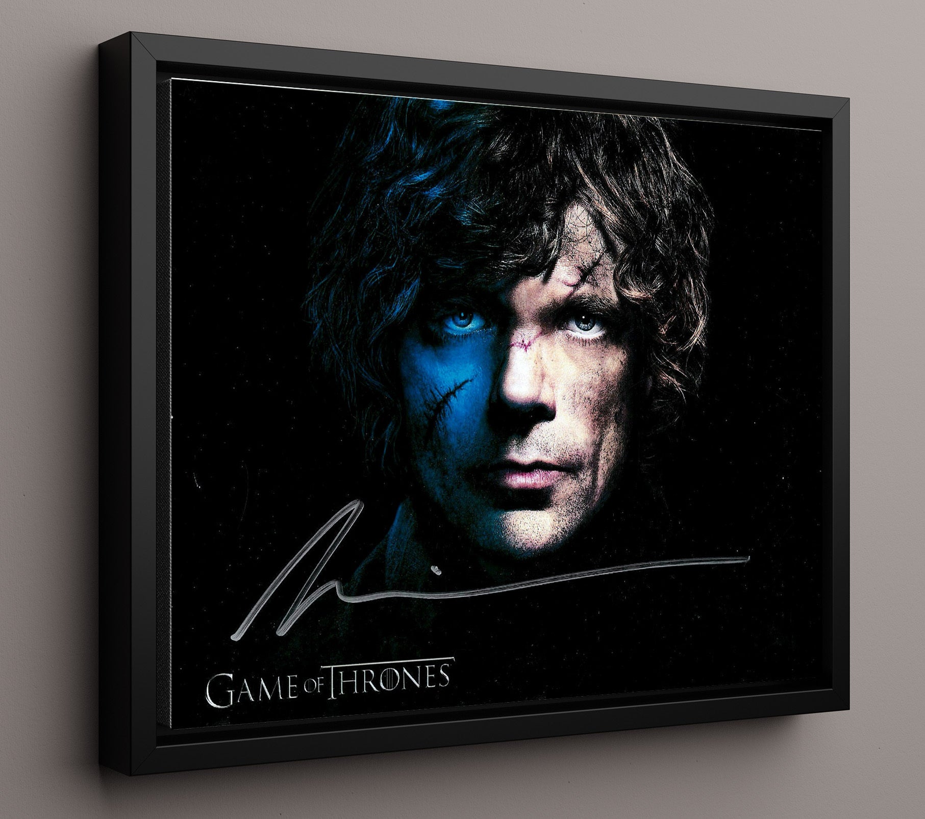Game of Thrones - Peter Dinklage (Tyrion Lannister) Blue Scar - Vintage Television Wall Art - 16x20 Framed Canvas wall art print - television decor