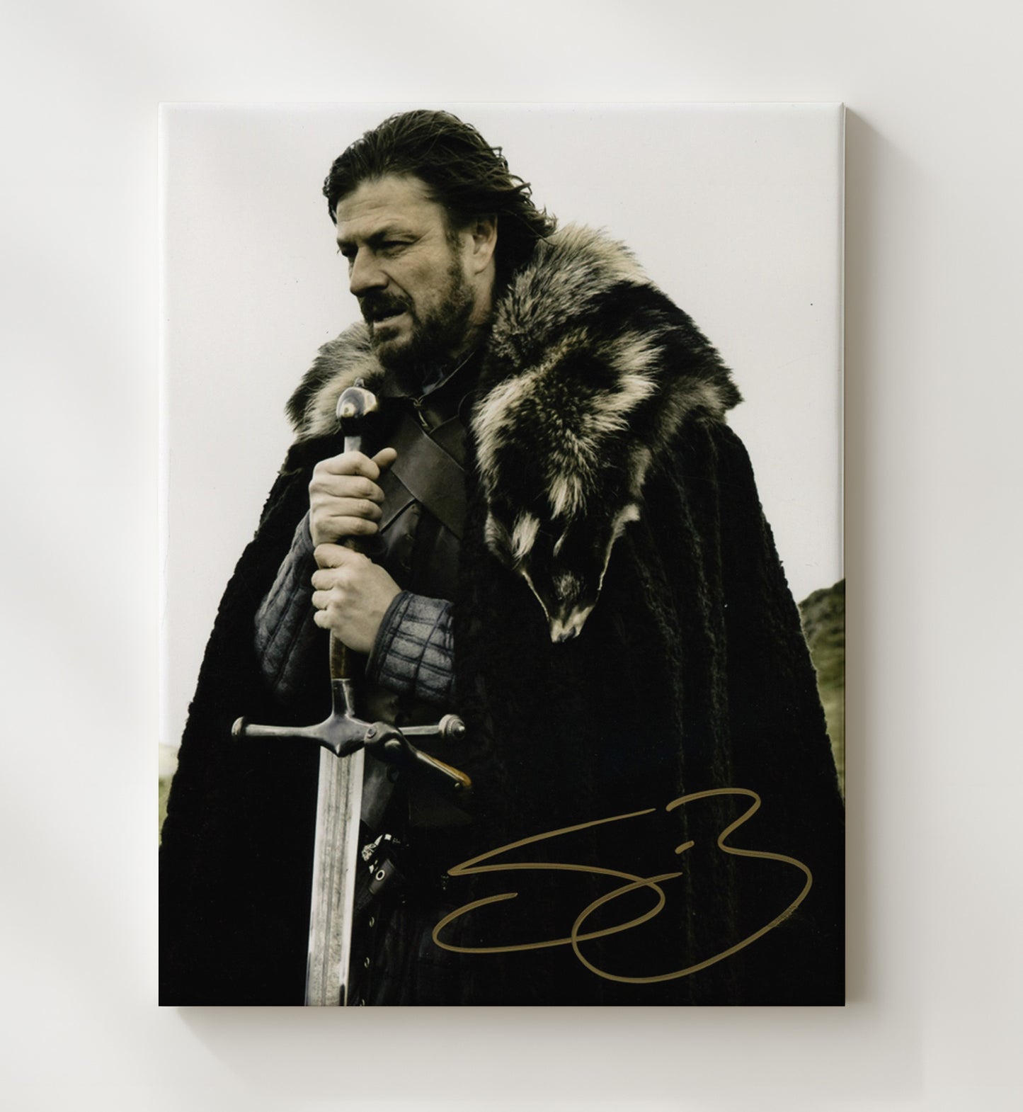 Game of Thrones - Sean Bean - Ned Stark Sword Winter - Vintage Television Wall Art - 20x24 Canvas wall art print - television decor