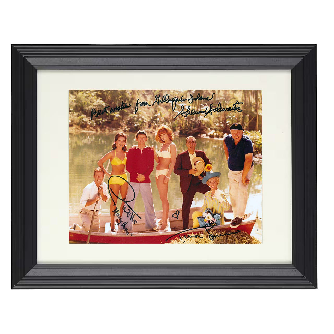Gilligans Island – Ginger Grant Ensemble Lagoon Boat Cast – 8x10 black beveled framed television wall art