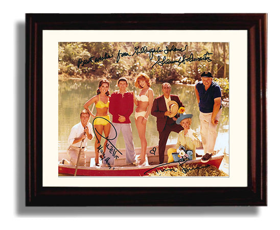 Gilligans Island - Tina Louise (Ginger Grant) Ensemble Lagoon Boat Cast Scene - Vintage Television Wall Art - 8x10 Beveled Frame wall art print - television decor