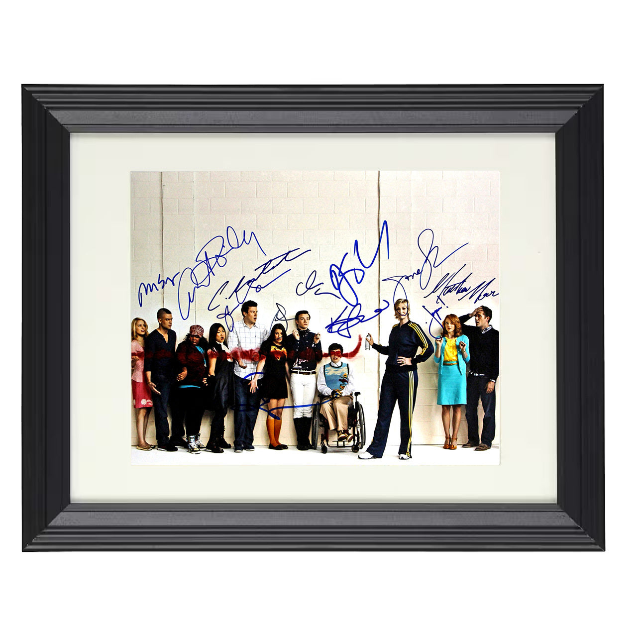Glee – Rachel Berry Ensemble Choir Lineup Cast Scene – 8x10 black beveled framed television wall art