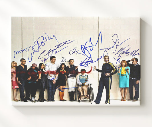 Glee - Lea Michele (Rachel Berry) Ensemble Choir Lineup Cast Scene - Canvas television wall art