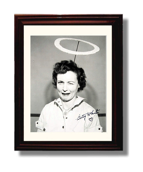 Golden Girls - Betty White Halo Wink Comedy Icon - Vintage Television Wall Art - 8x10 Beveled Frame wall art print - television decor