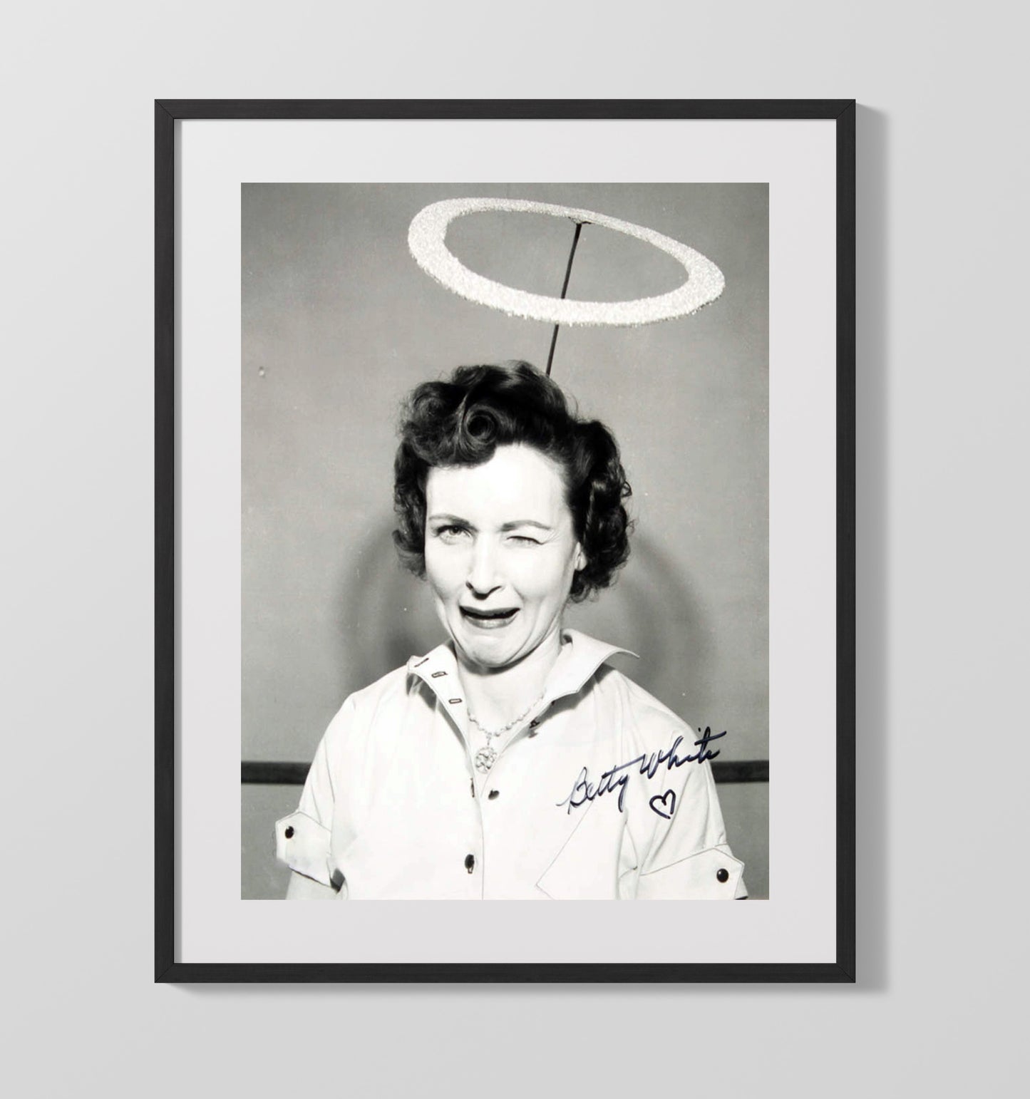 Golden Girls - Betty White Halo Wink Comedy Icon - Vintage Television Wall Art - 16x20 Gallery Frame wall art print - television decor