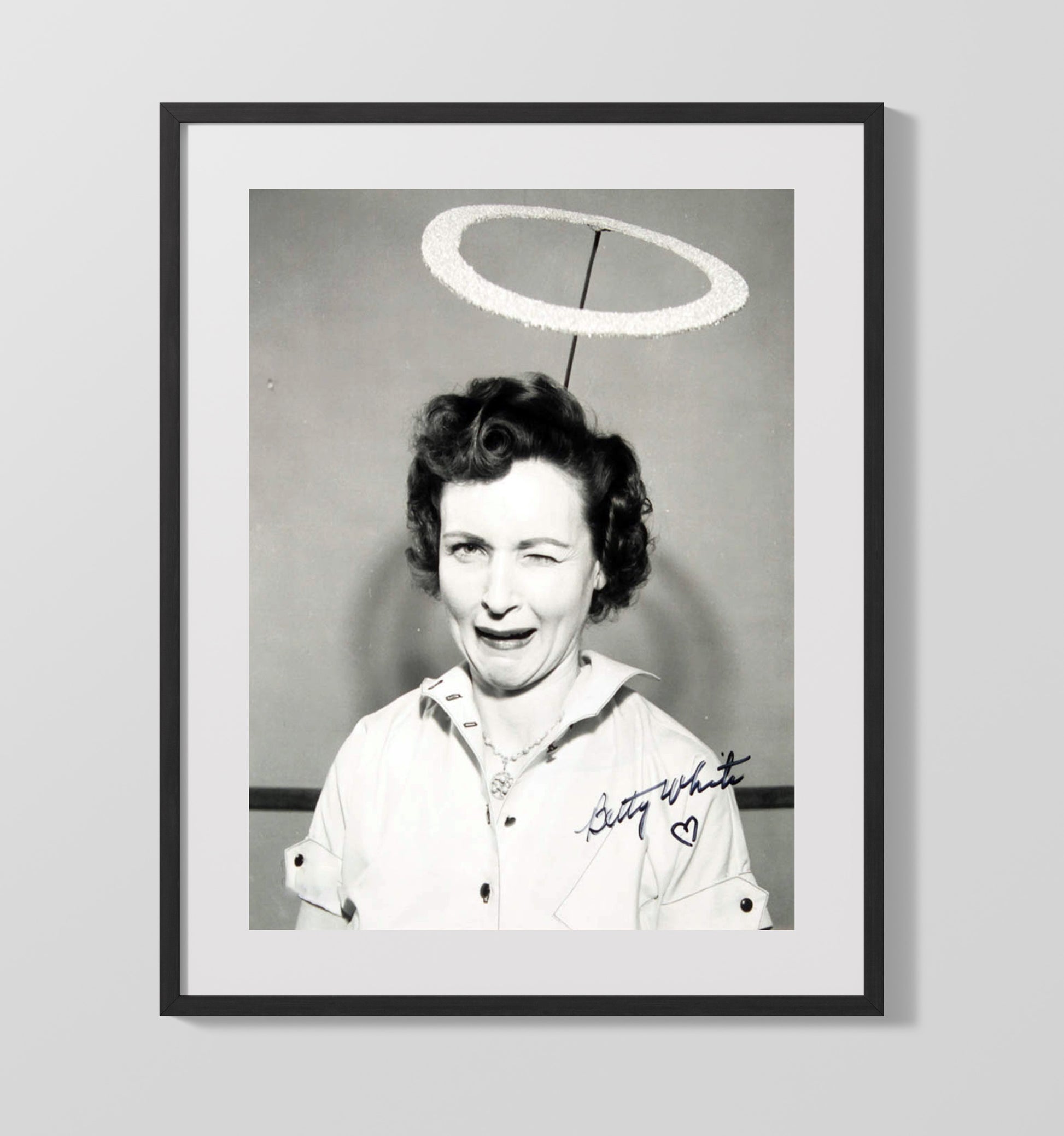 Golden Girls - Betty White Halo Wink Comedy Icon - Vintage Television Wall Art - 16x20 Gallery Frame wall art print - television decor