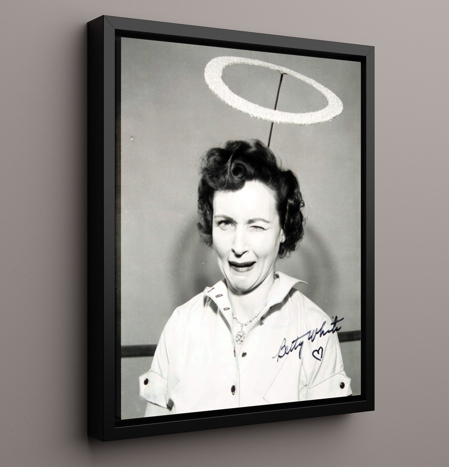 Golden Girls - Betty White Halo Wink Comedy Icon - Vintage Television Wall Art - 16x20 Framed Canvas wall art print - television decor