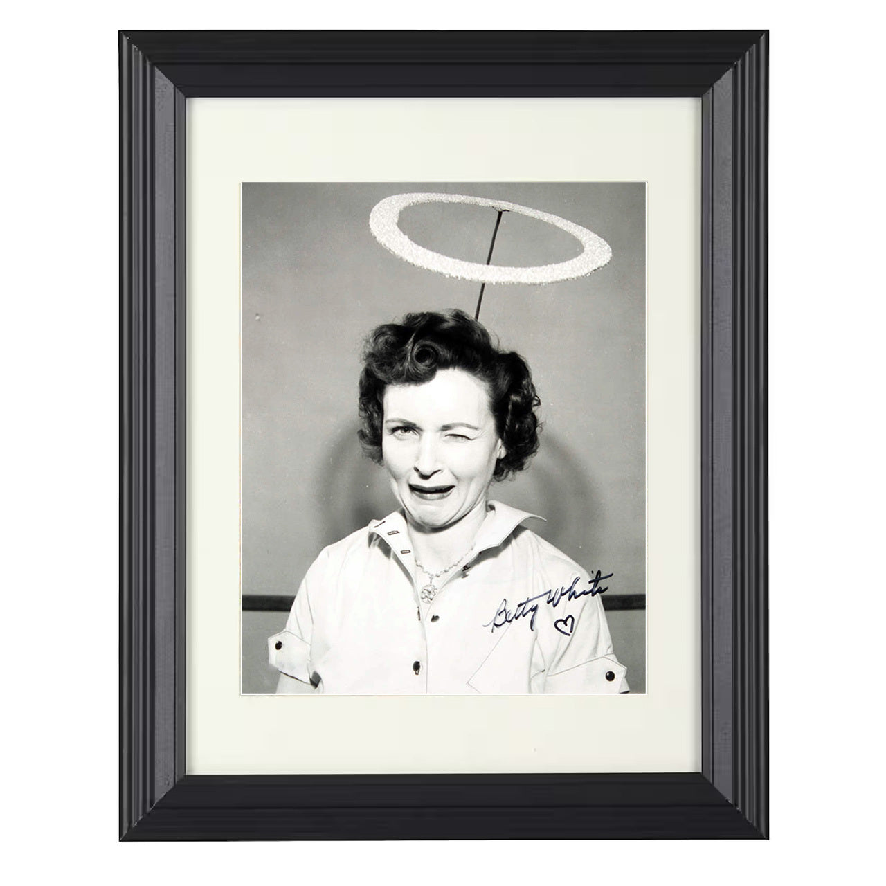 Golden Girls – Betty White Halo Wink Comedy Icon – 8x10 black beveled framed television wall art