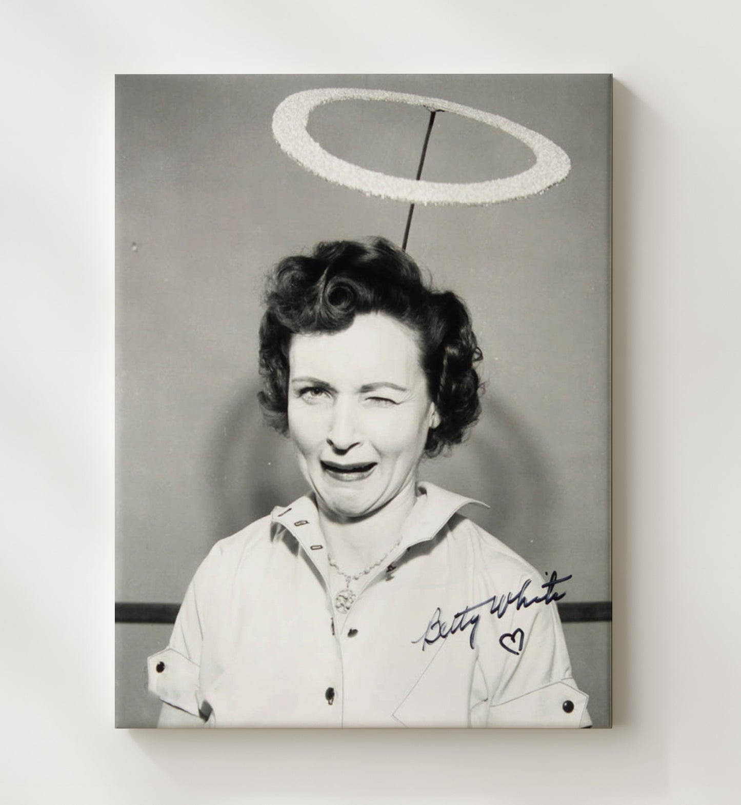 Golden Girls - Betty White Halo Wink Comedy Icon - Vintage Television Wall Art - 20x24 Canvas wall art print - television decor