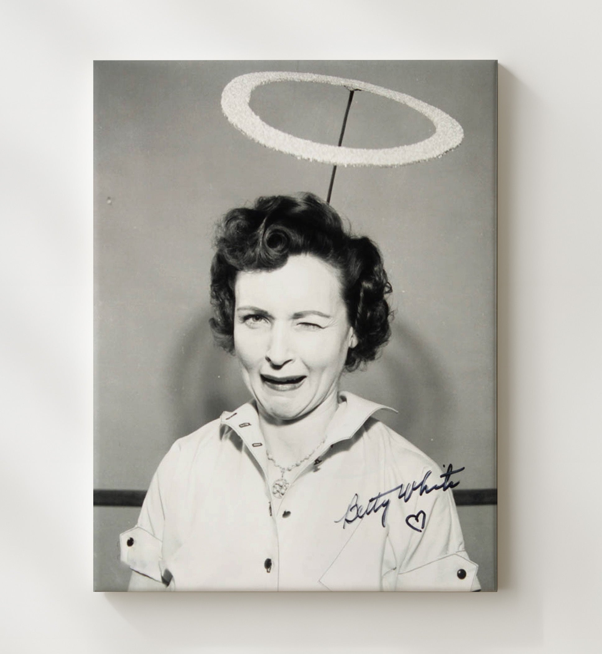 Golden Girls - Betty White Halo Wink Comedy Icon - Vintage Television Wall Art - 20x24 Canvas wall art print - television decor