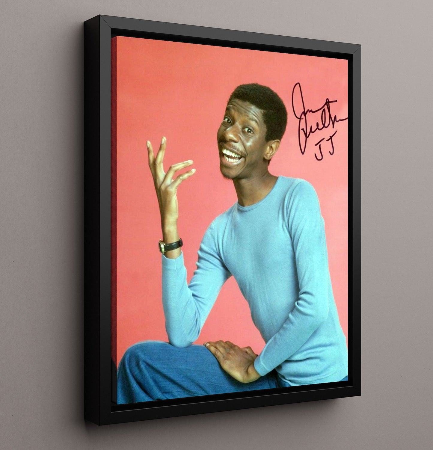 Good Times - Jimmie Walker - J.J. Evans Laughing Studio Shot - Vintage Television Wall Art - 16x20 Framed Canvas wall art print - television decor
