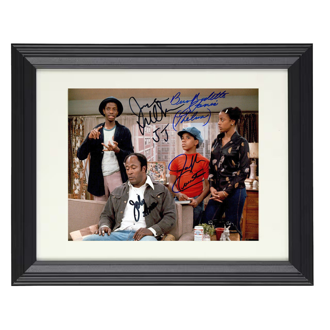 Good Times – J.J. Evans Family Living Room Scene – 8x10 black beveled framed television wall art