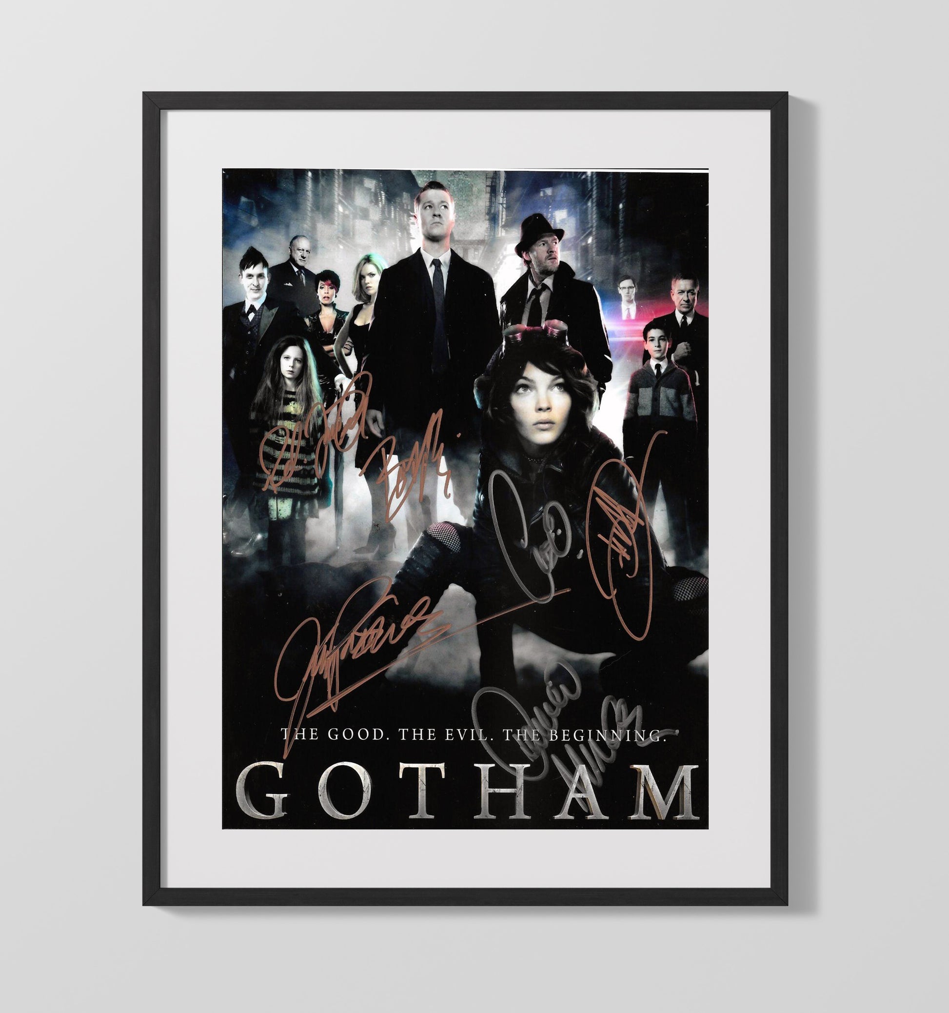 Gotham - Cast Gotham City Ensemble Poster - Vintage Television Wall Art - 16x20 Gallery Frame wall art print - television decor