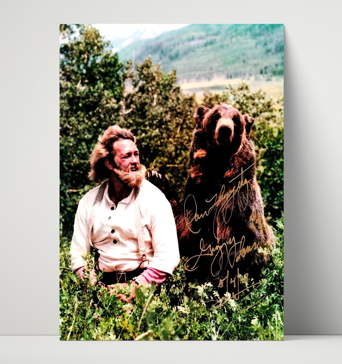 Grizzly Adams - Dan Haggerty with Bear - Vintage Television Wall Art - 16x20 Unframed Print wall art print - television decor
