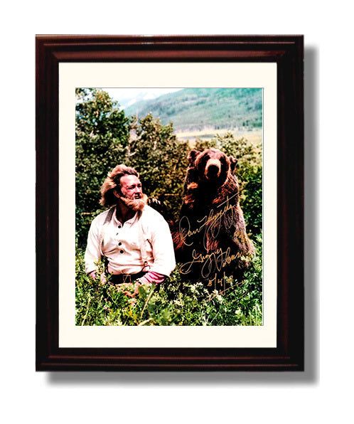 Grizzly Adams - Dan Haggerty with Bear - Vintage Television Wall Art - 8x10 Beveled Frame wall art print - television decor