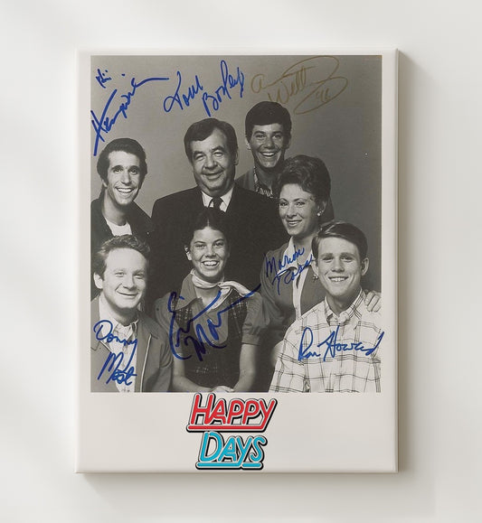 Happy Days - Cast Classic Sitcom Cast Signed Photo - Canvas television wall art