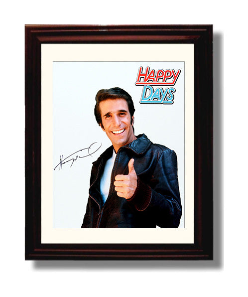 Happy Days - Henry Winkler Fonzie Thumbs Up Logo - Vintage Television Wall Art - 8x10 Beveled Frame wall art print - television decor