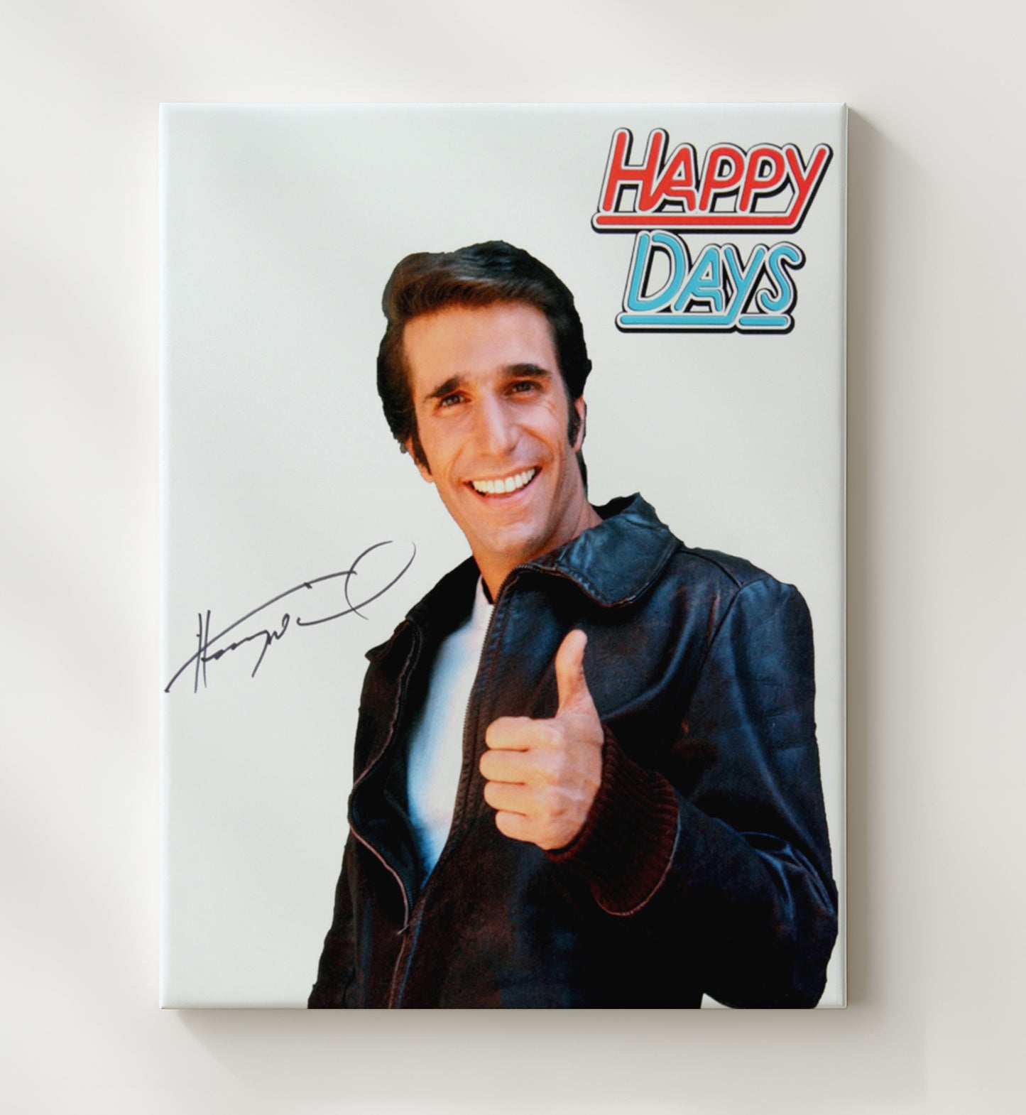 Happy Days - Henry Winkler Fonzie Thumbs Up Logo - Vintage Television Wall Art - 20x24 Canvas wall art print - television decor