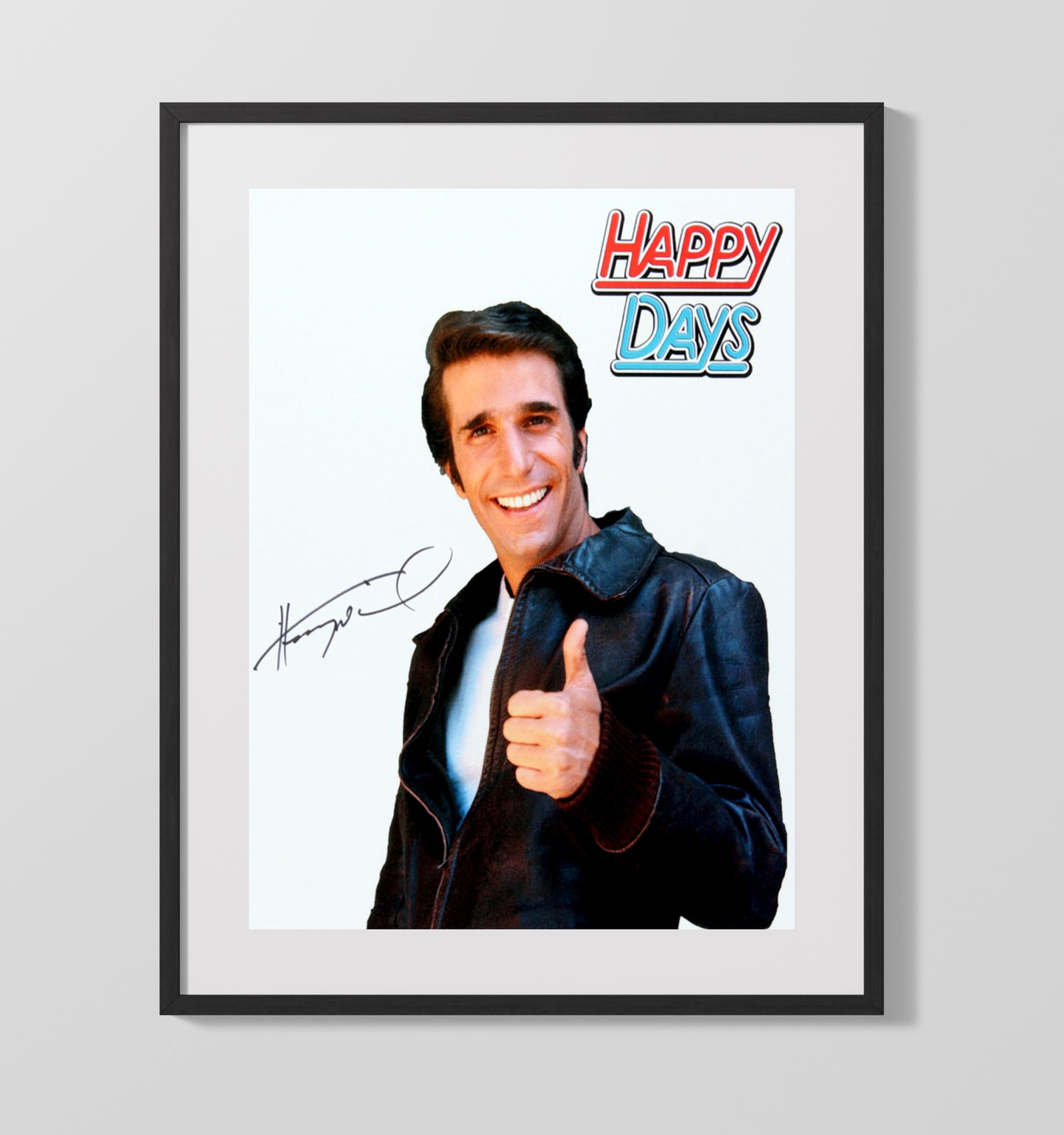 Happy Days - Henry Winkler Fonzie Thumbs Up Logo - Vintage Television Wall Art - 16x20 Gallery Frame wall art print - television decor
