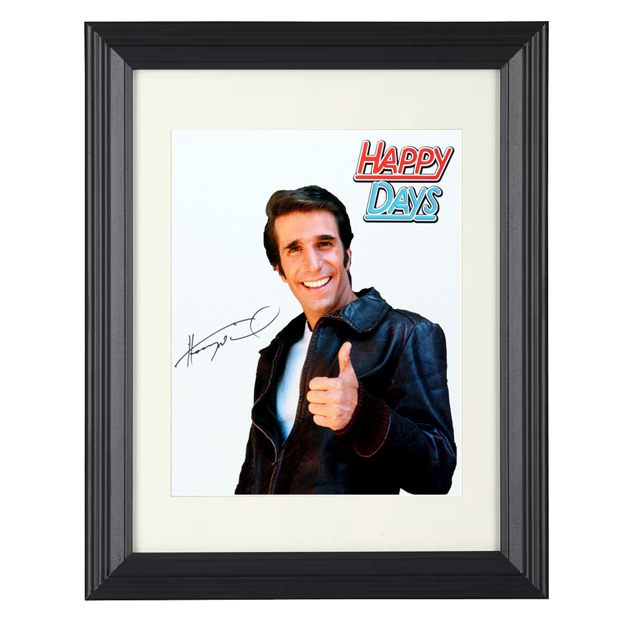 Happy Days – Henry Winkler Fonzie Thumbs Up Logo – 8x10 black beveled framed television wall art