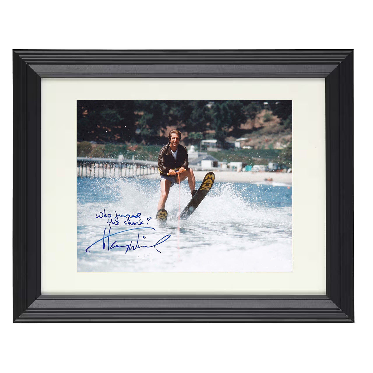 Happy Days – Arthur Fonzarelli Waterski Shark Jump Scene – 8x10 black beveled framed television wall art