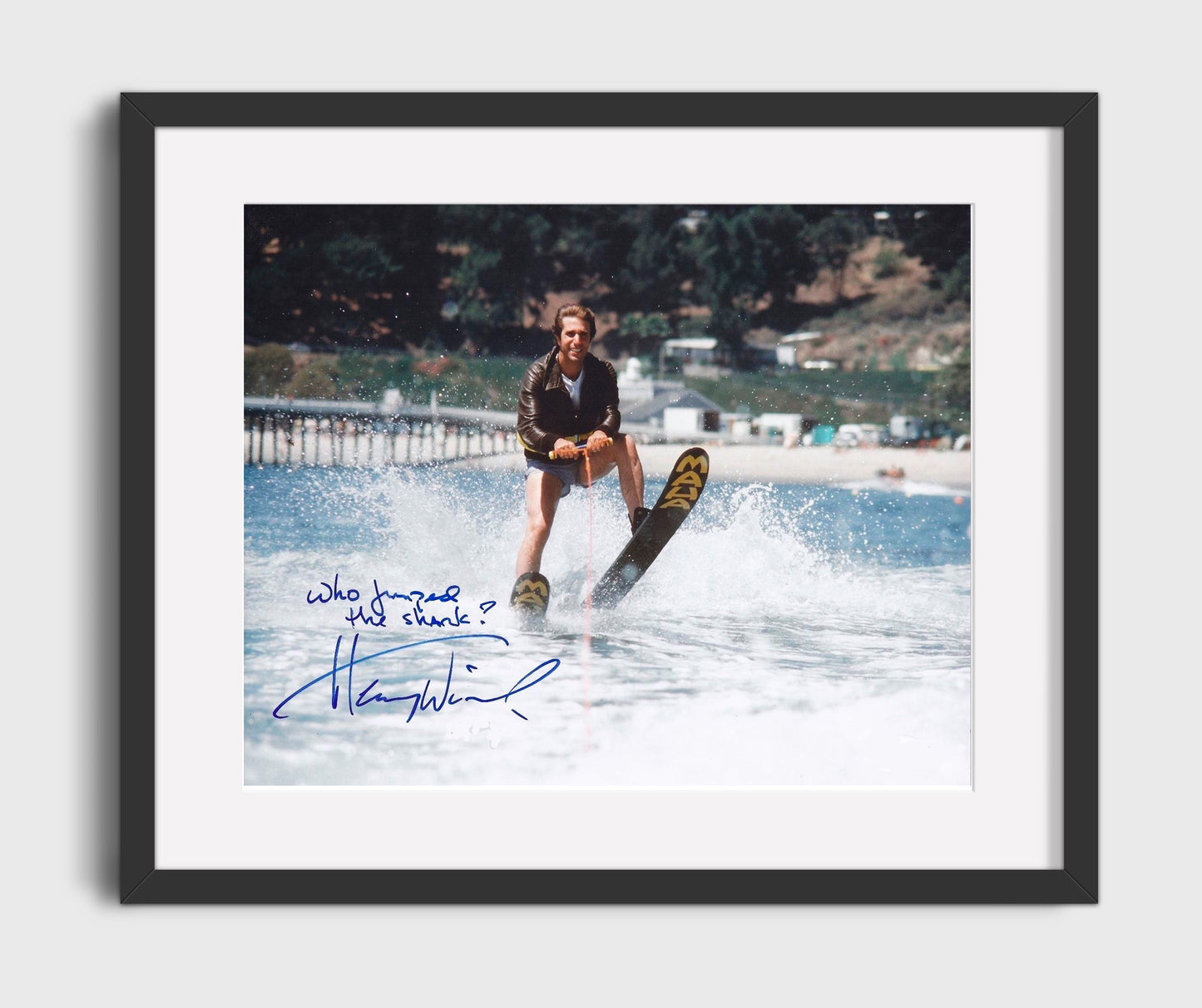 Happy Days - Henry Winkler (Arthur Fonzarelli) Waterski Shark Jump Scene - Vintage Television Wall Art - 16x20 Gallery Frame wall art print - television decor