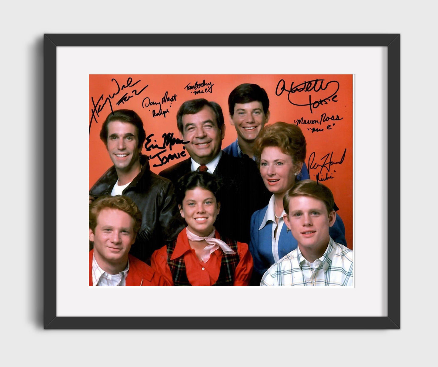 Happy Days - Ron Howard (Richie Cunningham) Ensemble Cast Scene - Vintage Television Wall Art - 16x20 Gallery Frame wall art print - television decor