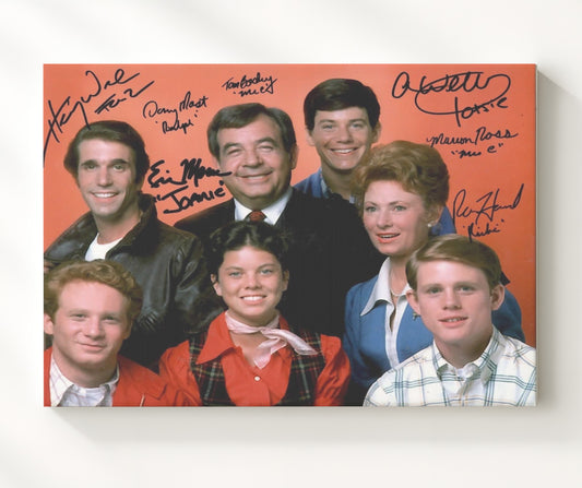 Happy Days - Ron Howard (Richie Cunningham) Ensemble Cast Scene - Canvas television wall art