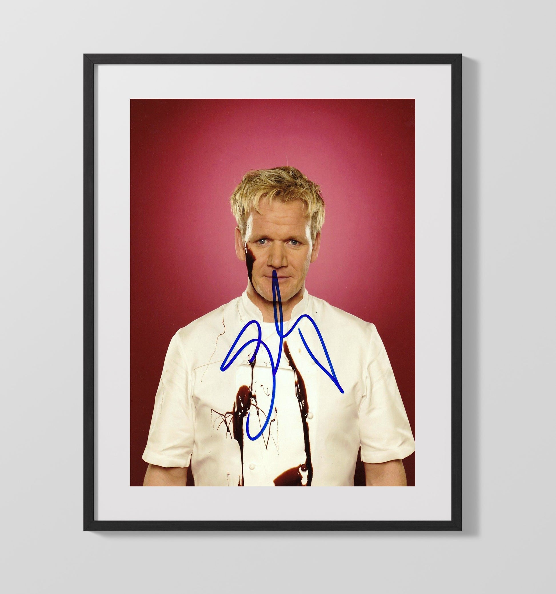Hells Kitchen - Gordon Ramsay Chocolate Splatter Chef Jacket - Vintage Television Wall Art - 16x20 Gallery Frame wall art print - television decor