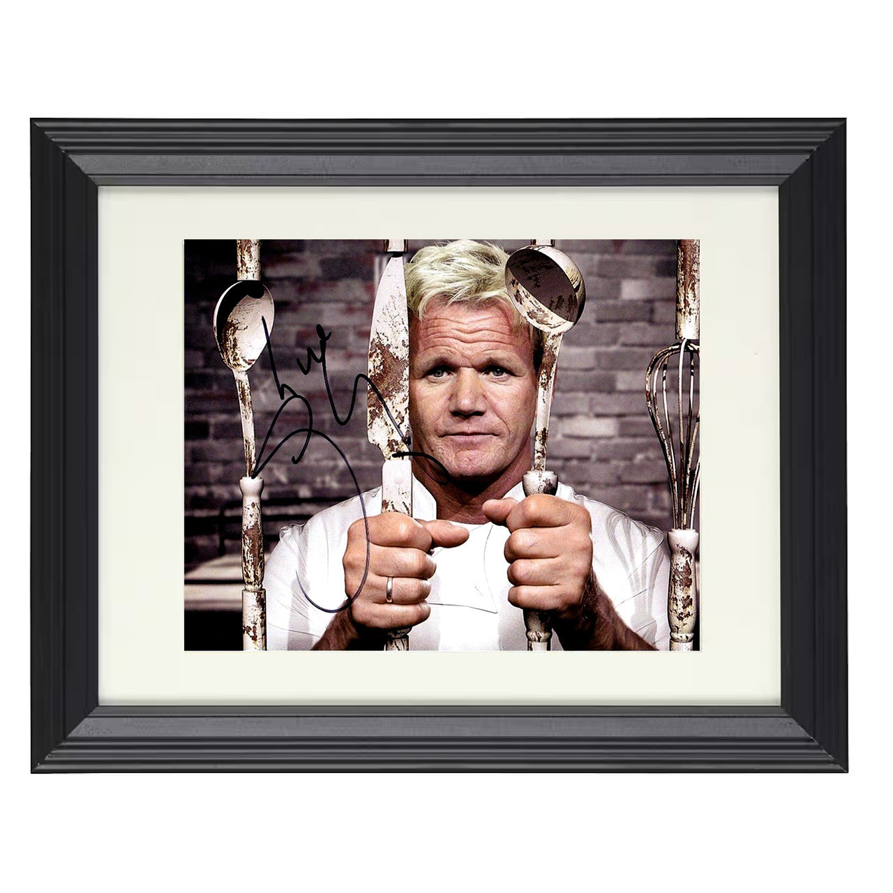 Hells Kitchen – Himself Chef Utensils Bars Kitchen Scene – 8x10 black beveled framed television wall art