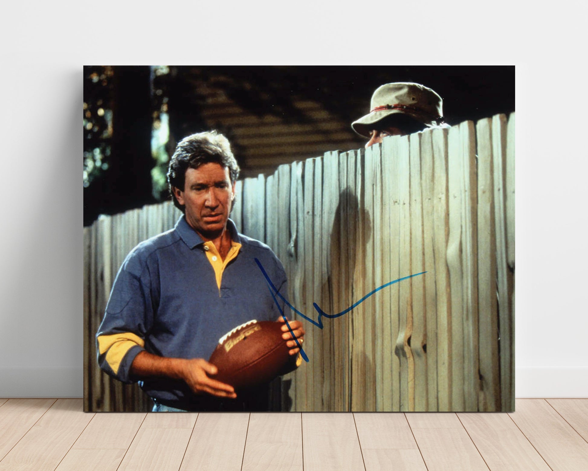 Home Improvement - Tim Allen (Tim Taylor) Backyard Fence Football Scene - Vintage Television Wall Art - 16x20 Unframed Print wall art print - television decor