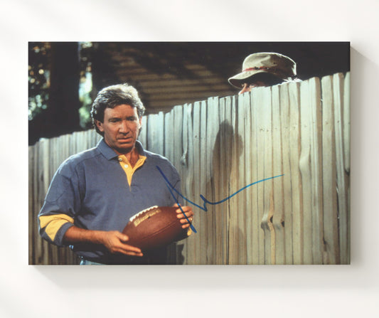 Home Improvement - Tim Allen (Tim Taylor) Backyard Fence Football Scene - Canvas television wall art